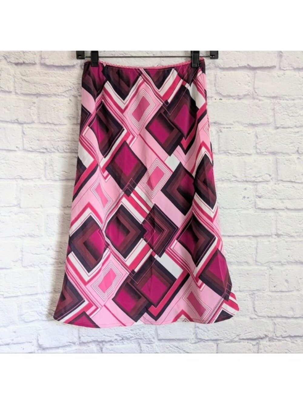 Vintage Y2K Eye Candy Skirt M Pink Black White Knee Length Pull On Elle Woods